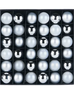 WeRChristmas White/Silver Shatterproof Baubles, 36 Pack, 3 Cm