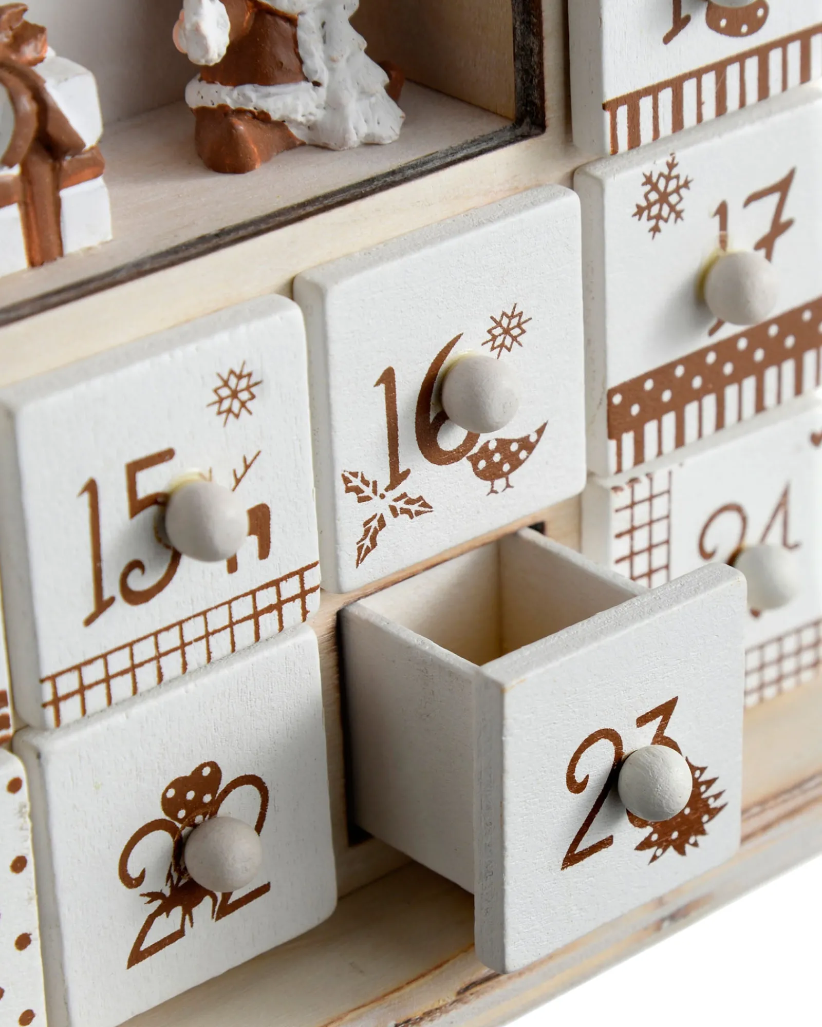WeRChristmas Wooden House Advent Calendar Christmas Decoration, 37cm, Beige